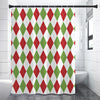 White Red And Green Argyle Pattern Print Premium Shower Curtain