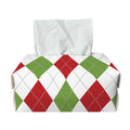White Red And Green Argyle Pattern Print Rectangle Tissue Box Cover