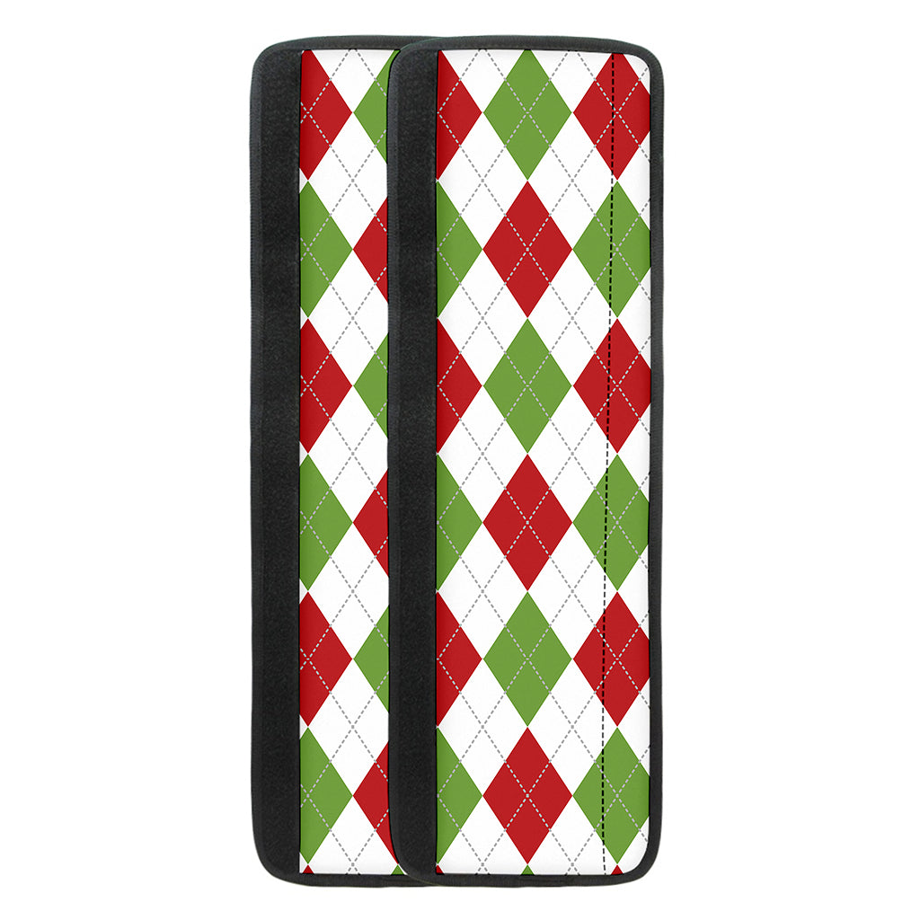 White Red And Green Argyle Pattern Print Refrigerator Handle Covers
