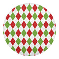 White Red And Green Argyle Pattern Print Round Blanket