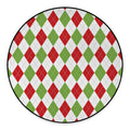 White Red And Green Argyle Pattern Print Round Floor Mat