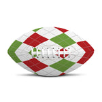White Red And Green Argyle Pattern Print Rugby Ball