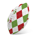 White Red And Green Argyle Pattern Print Rugby Ball