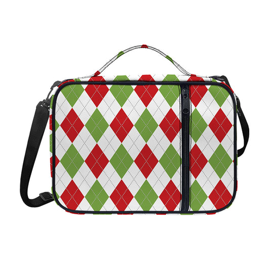 White Red And Green Argyle Pattern Print Shoulder Strap Bible Bag