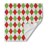 White Red And Green Argyle Pattern Print Silk Bandana