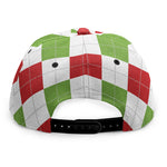 White Red And Green Argyle Pattern Print Snapback Cap