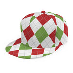 White Red And Green Argyle Pattern Print Snapback Cap
