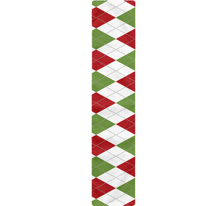 White Red And Green Argyle Pattern Print Table Runner