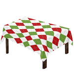 White Red And Green Argyle Pattern Print Tablecloth