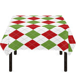White Red And Green Argyle Pattern Print Tablecloth