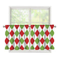 White Red And Green Argyle Pattern Print Tier Curtains