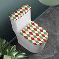 White Red And Green Argyle Pattern Print Toilet Lid And Tank Cover Set