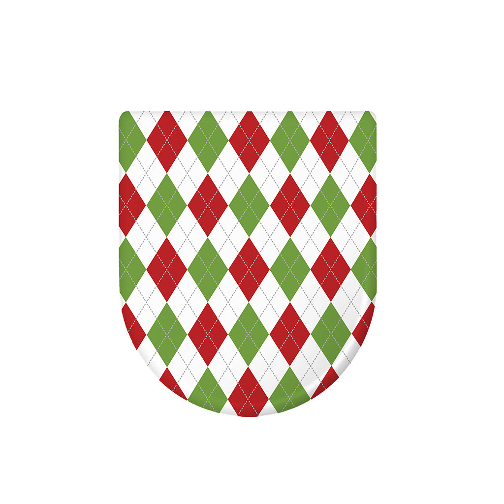 White Red And Green Argyle Pattern Print Toilet Lid Cover