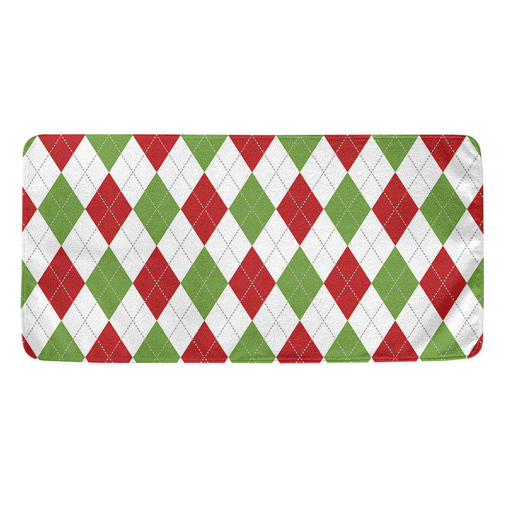 White Red And Green Argyle Pattern Print Towel