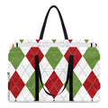 White Red And Green Argyle Pattern Print Utility Tote Bag