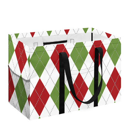 White Red And Green Argyle Pattern Print Utility Tote Bag