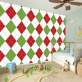 White Red And Green Argyle Pattern Print Wall Sticker