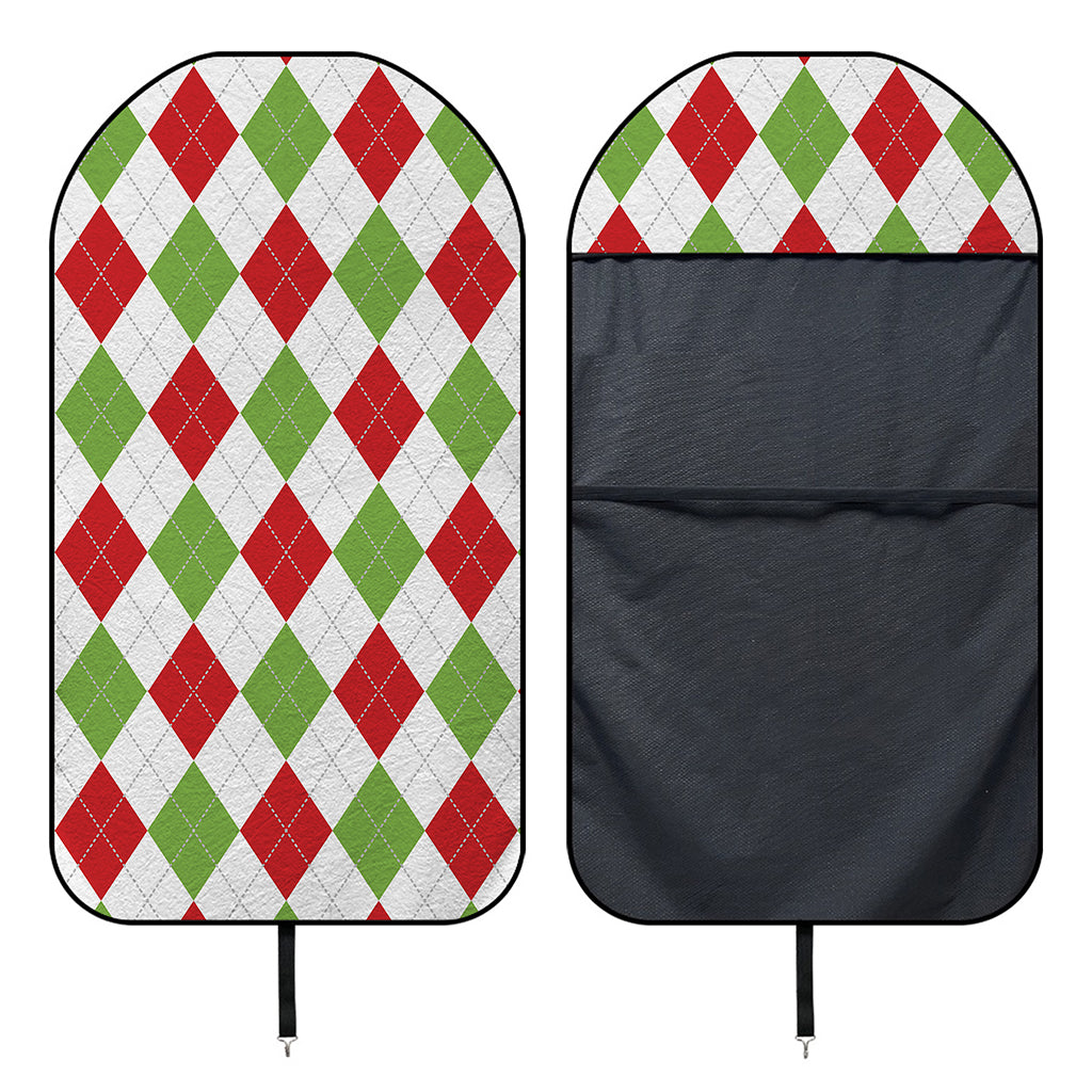 White Red And Green Argyle Pattern Print Waterproof Car Seat Cover