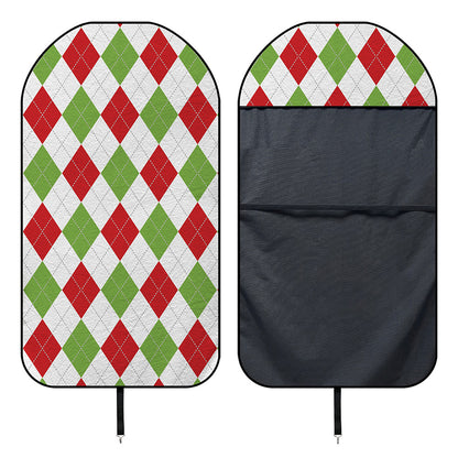 White Red And Green Argyle Pattern Print Waterproof Car Seat Cover