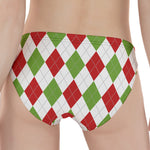 White Red And Green Argyle Pattern Print Women's Panties