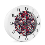 White Red Sugar Skull Pattern Print Alarm Clock