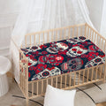 White Red Sugar Skull Pattern Print Baby Crib Sheet