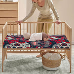 White Red Sugar Skull Pattern Print Baby Crib Sheet