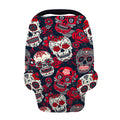 White Red Sugar Skull Pattern Print Baby Seat Cover