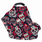 White Red Sugar Skull Pattern Print Baby Seat Cover