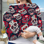 White Red Sugar Skull Pattern Print Baby Seat Cover