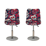 White Red Sugar Skull Pattern Print Bar Stool Covers