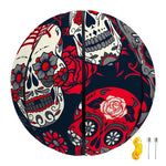 White Red Sugar Skull Pattern Print Basketball