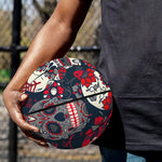 White Red Sugar Skull Pattern Print Basketball
