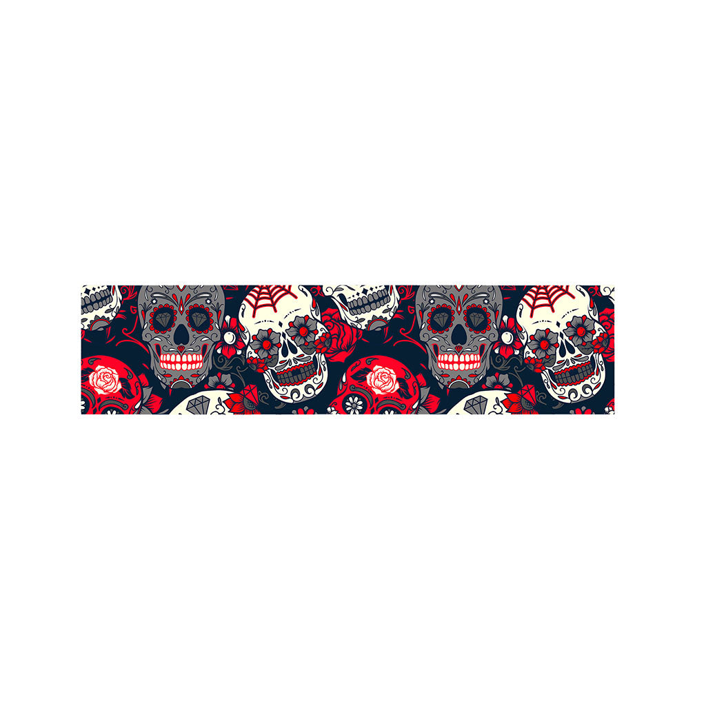 White Red Sugar Skull Pattern Print Bed Runner
