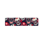White Red Sugar Skull Pattern Print Bed Runner