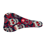 White Red Sugar Skull Pattern Print Bicycle Seat Cover