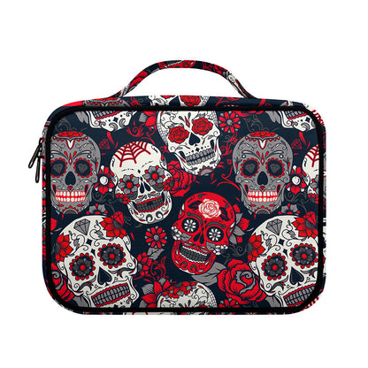 White Red Sugar Skull Pattern Print Briefcase Bible Bag