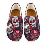 White Red Sugar Skull Pattern Print Casual Shoes