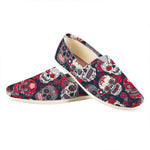 White Red Sugar Skull Pattern Print Casual Shoes