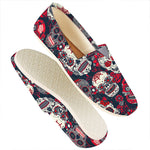 White Red Sugar Skull Pattern Print Casual Shoes