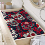 White Red Sugar Skull Pattern Print Changing Pad Cover
