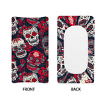White Red Sugar Skull Pattern Print Changing Pad Cover