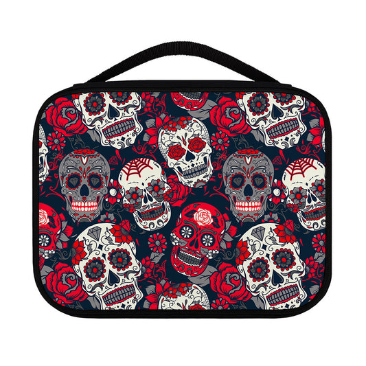 White Red Sugar Skull Pattern Print Classic Bible Case