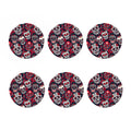 White Red Sugar Skull Pattern Print Coaster Set