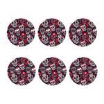 White Red Sugar Skull Pattern Print Coaster Set