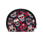 White Red Sugar Skull Pattern Print Coin Purse