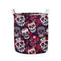 White Red Sugar Skull Pattern Print Collapsible Laundry Basket