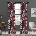 White Red Sugar Skull Pattern Print Curtain