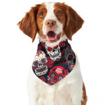 White Red Sugar Skull Pattern Print Dog Bandana