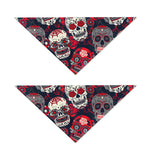White Red Sugar Skull Pattern Print Dog Bandana